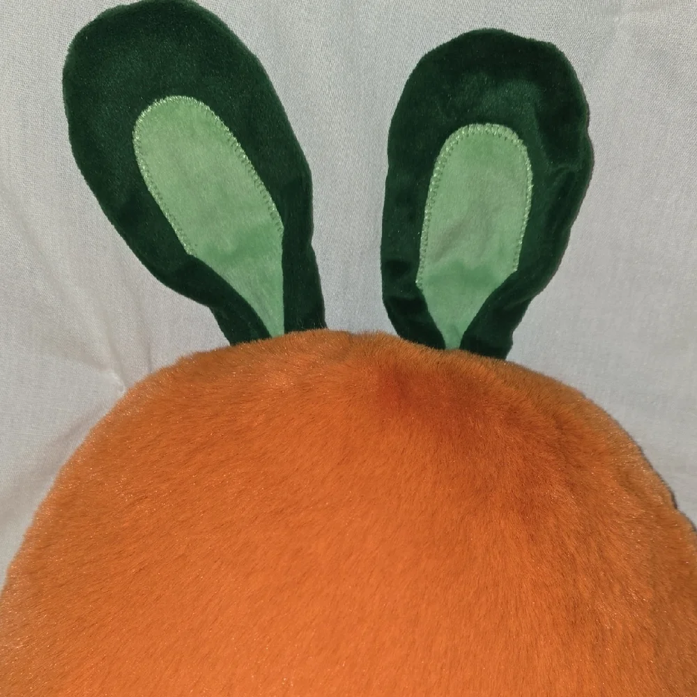 Super Soft Plush Carrot Pillow with Green Bunny Ears